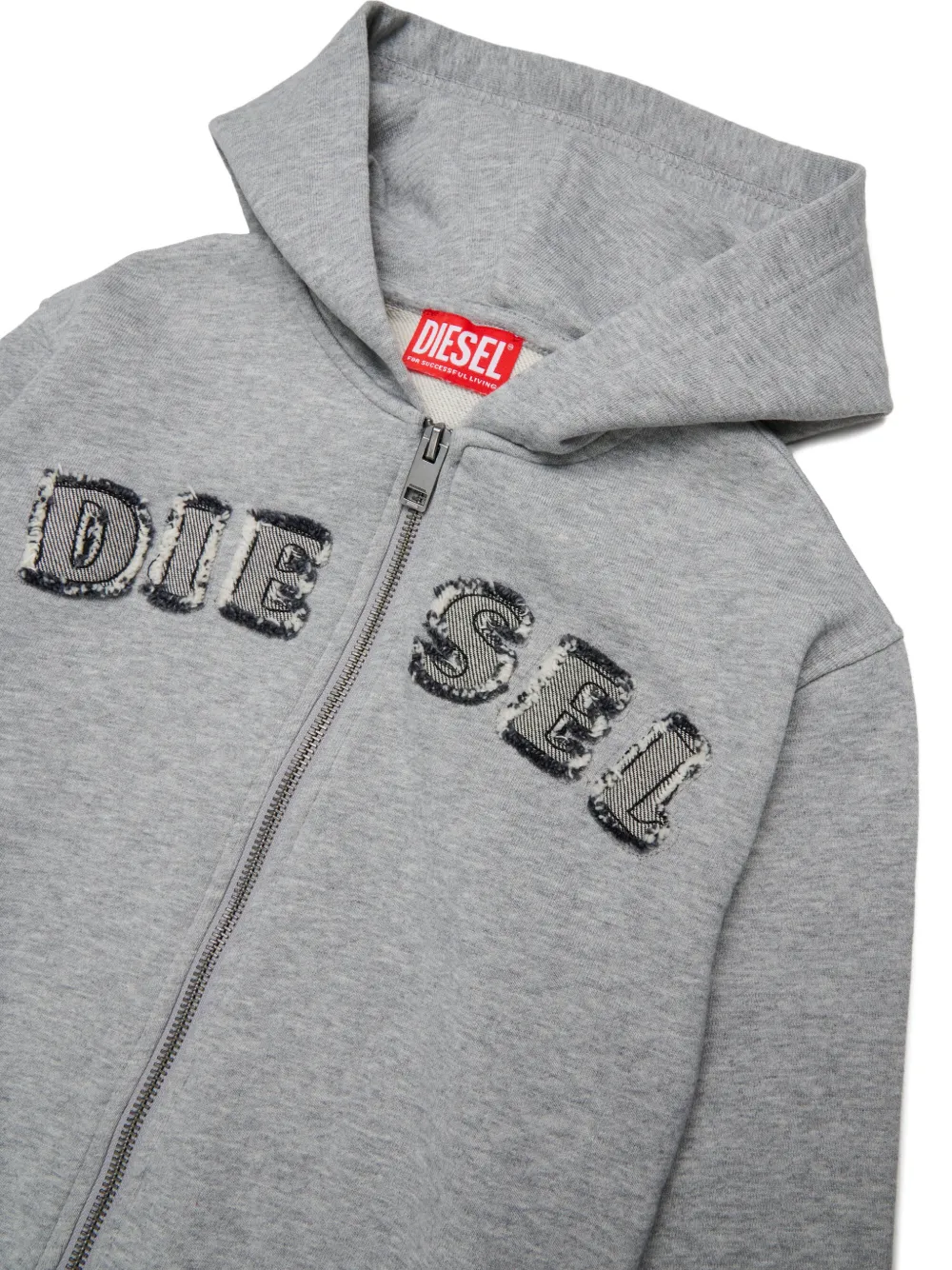 Diesel Kids Hoodie met rits Grijs