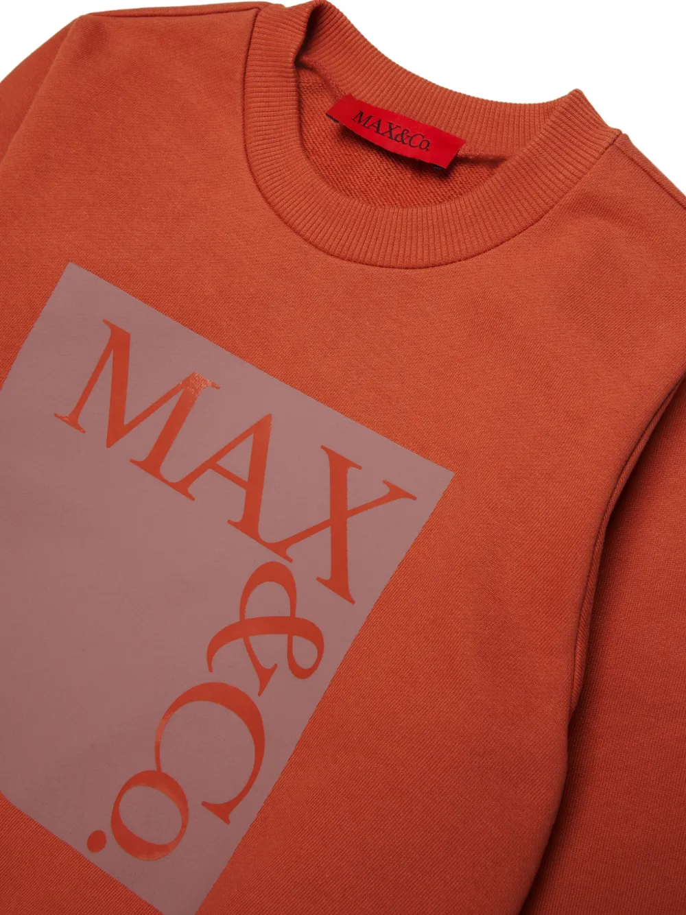 MAX&Co. Kids Trui met logoprint en ronde hals Oranje