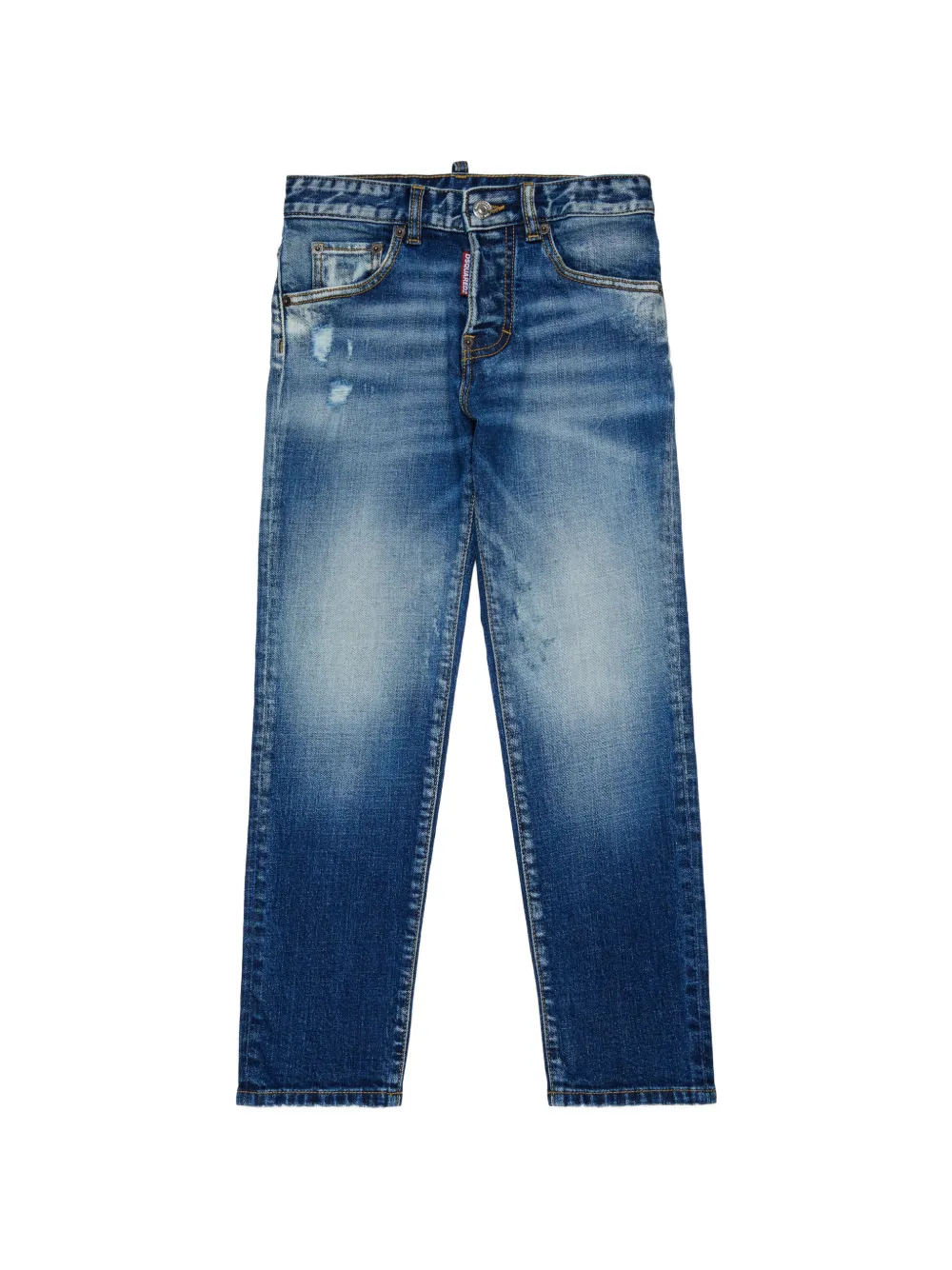 DSQUARED2 KIDS distressed straight-leg jeans - Blu