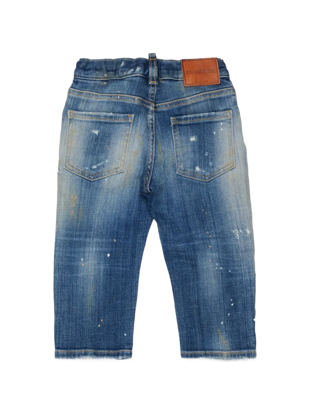 DSQUARED2 KIDS Gerafelde jeans met patchwork Blauw