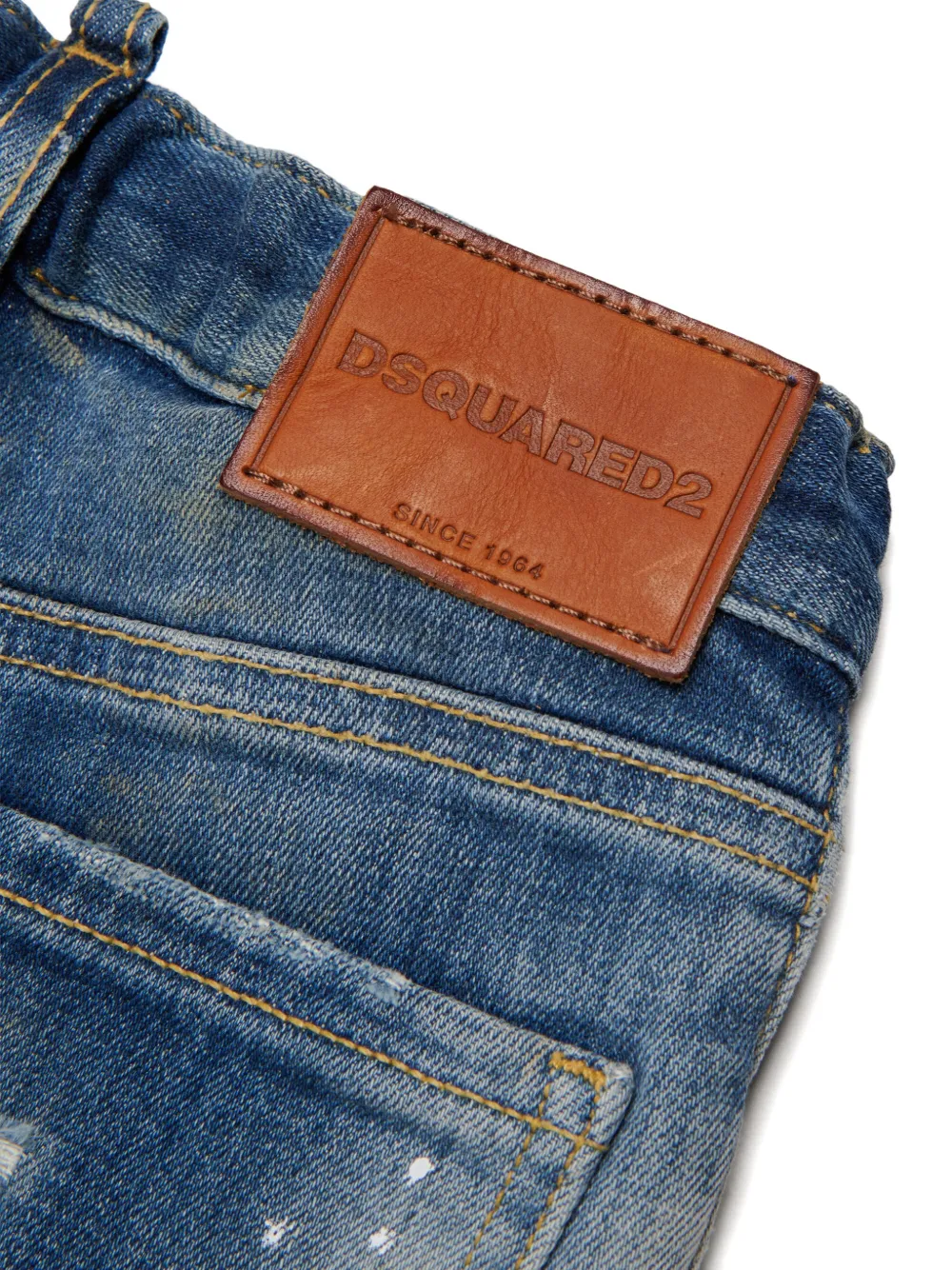 DSQUARED2 KIDS Gerafelde jeans met patchwork Blauw