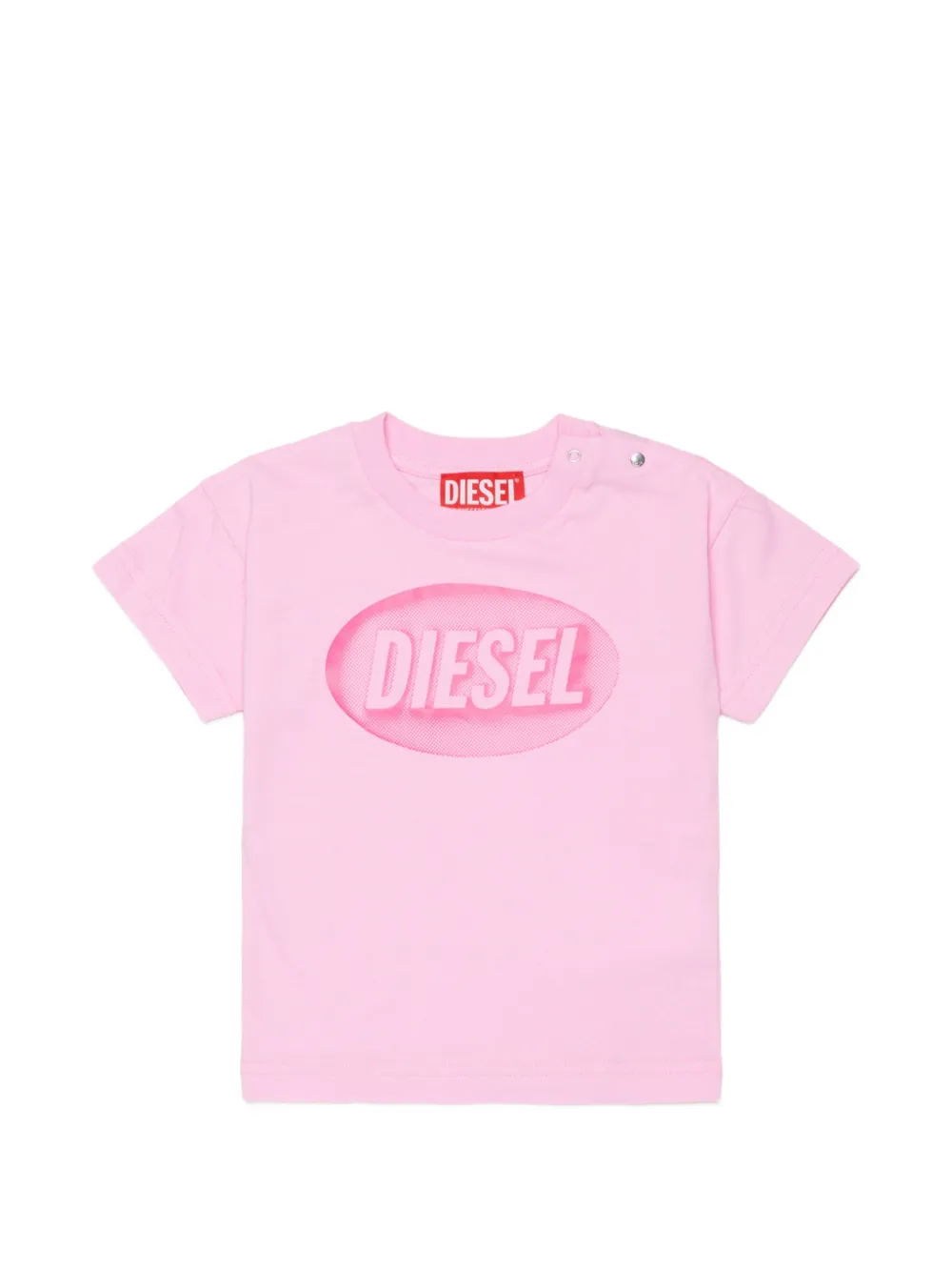 Diesel Kids logo-print press-stud T-shirt - Rosa