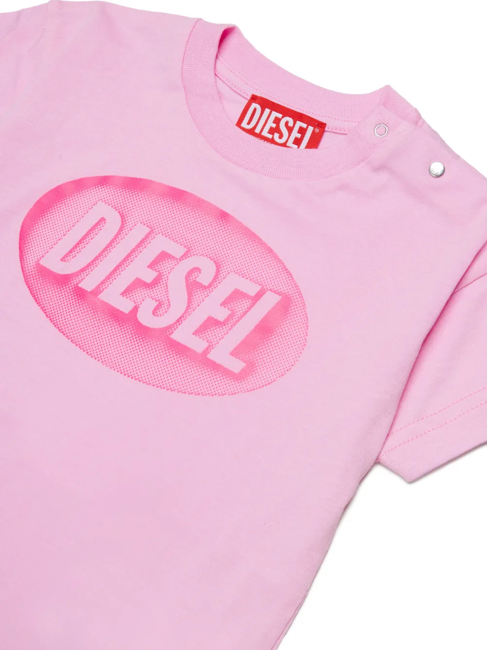 Diesel Kids T-shirt met drukknopen en logoprint Roze