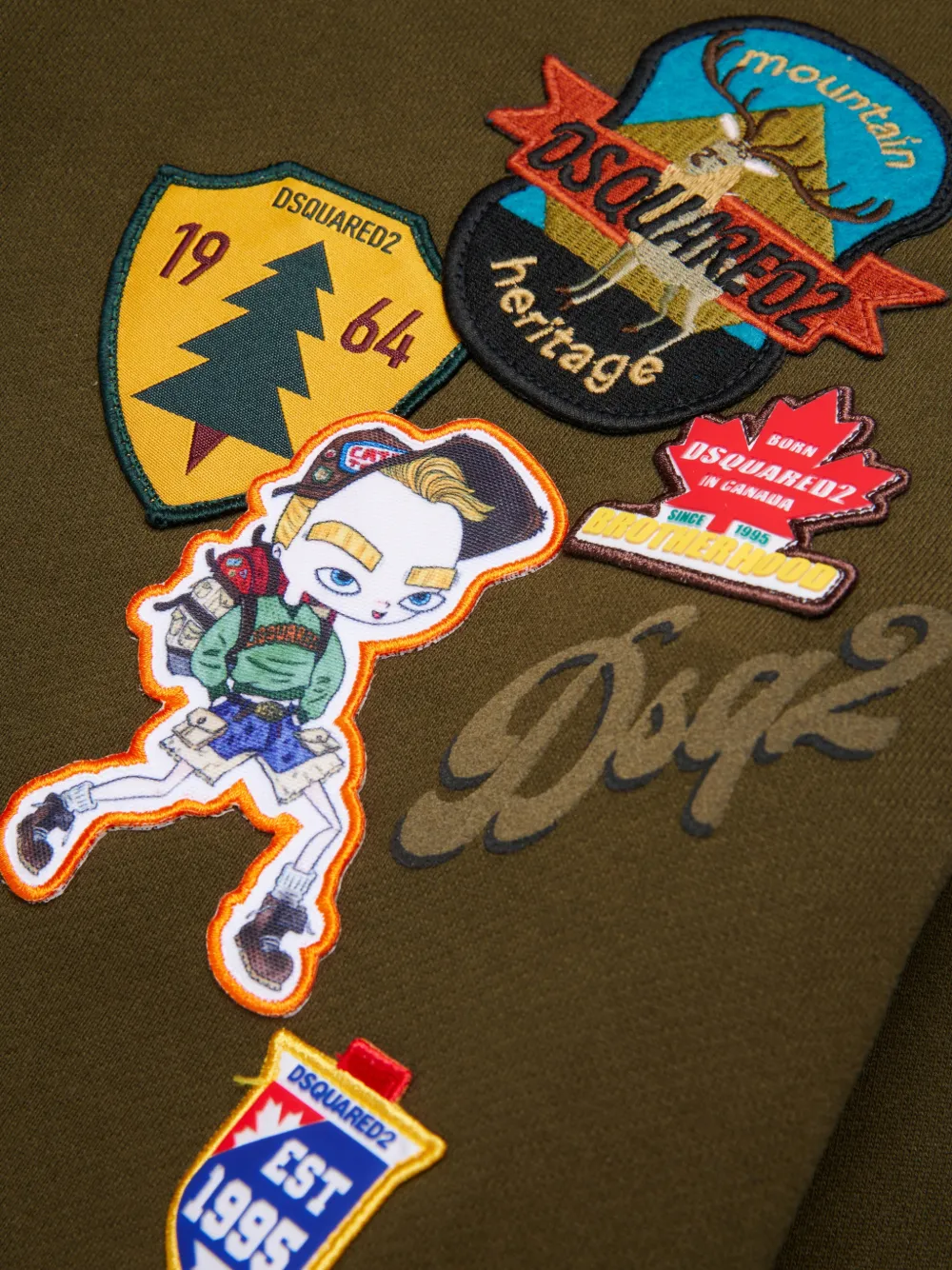 DSQUARED2 KIDS logo-patch sweatshirt Groen