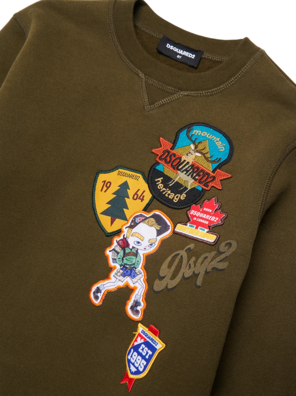DSQUARED2 KIDS logo-patch sweatshirt Groen