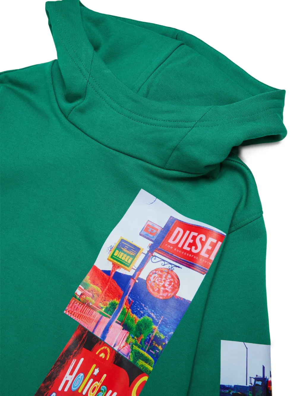 Diesel Kids Hoodie met fotoprint en logoprint Groen