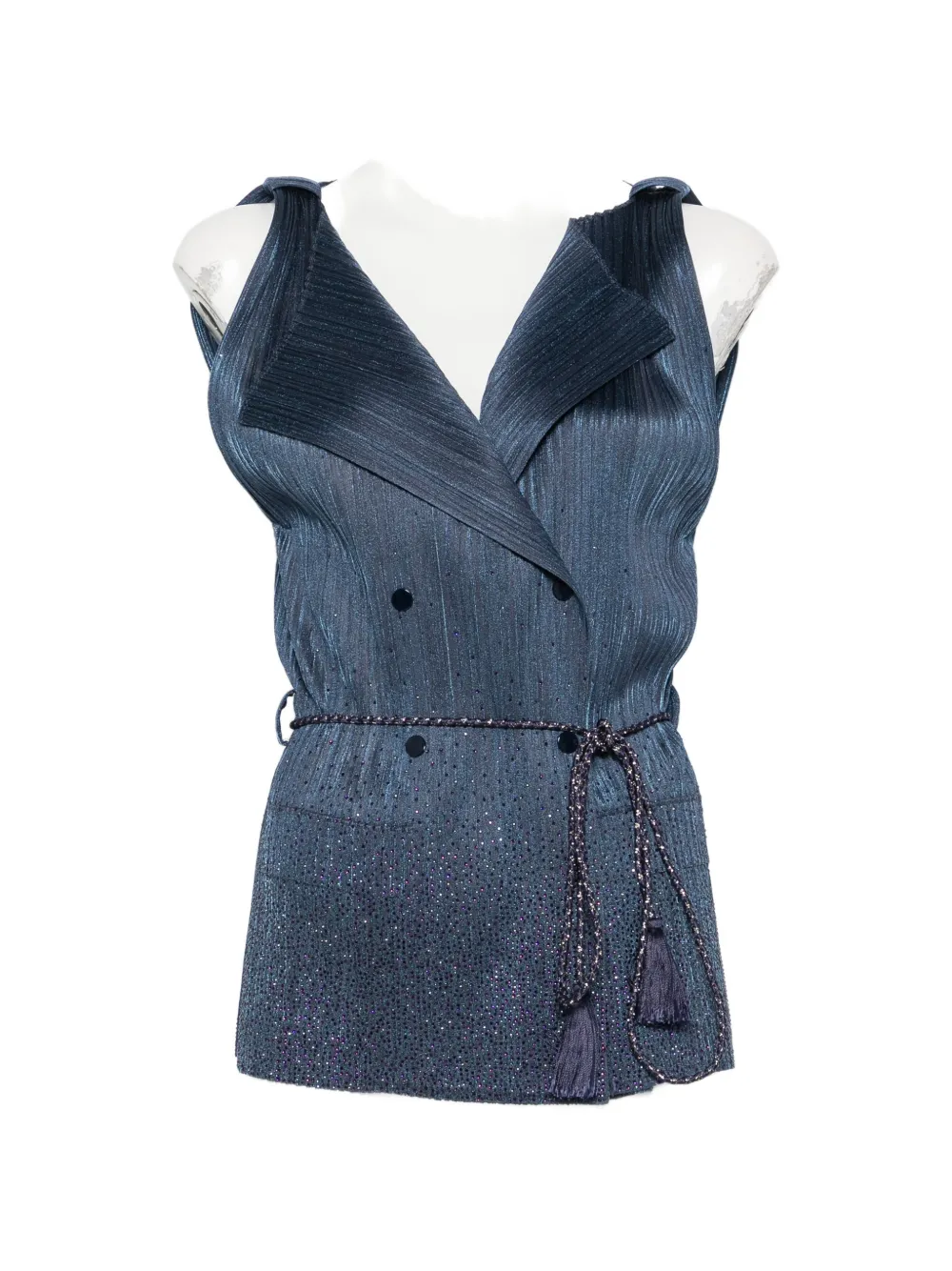 Giorgio Armani plissé-effect double-breasted vest - Blu