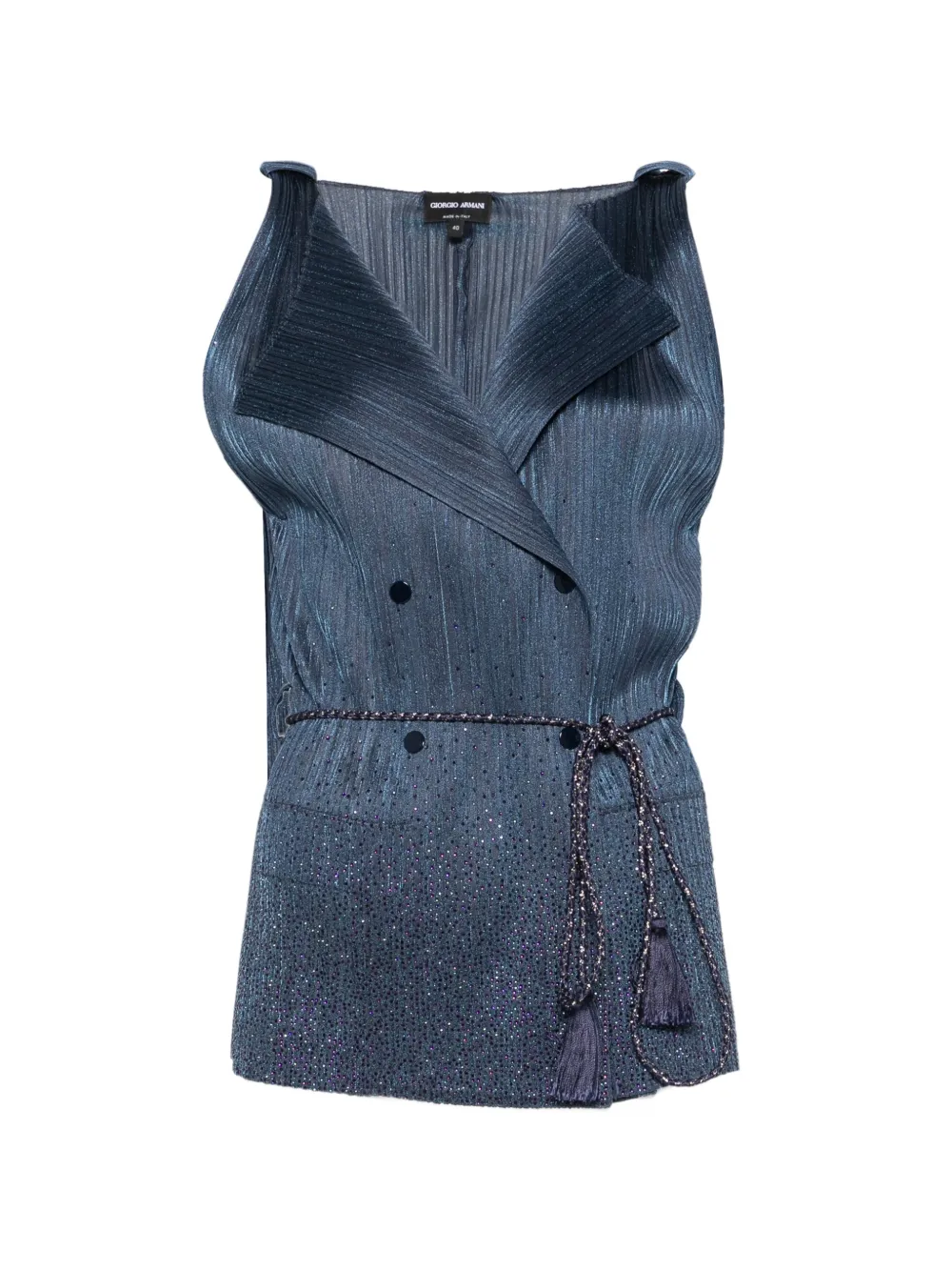 Giorgio Armani plissé-effect double-breasted vest - Blau