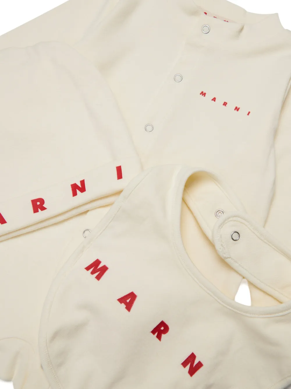 Marni Kids Drie rompers met logoprint Beige