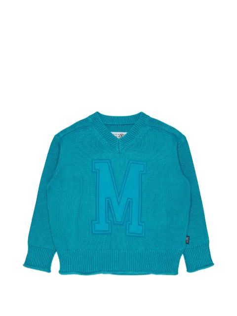 MM6 Maison Margiela Kids logo-patch V-neck sweater