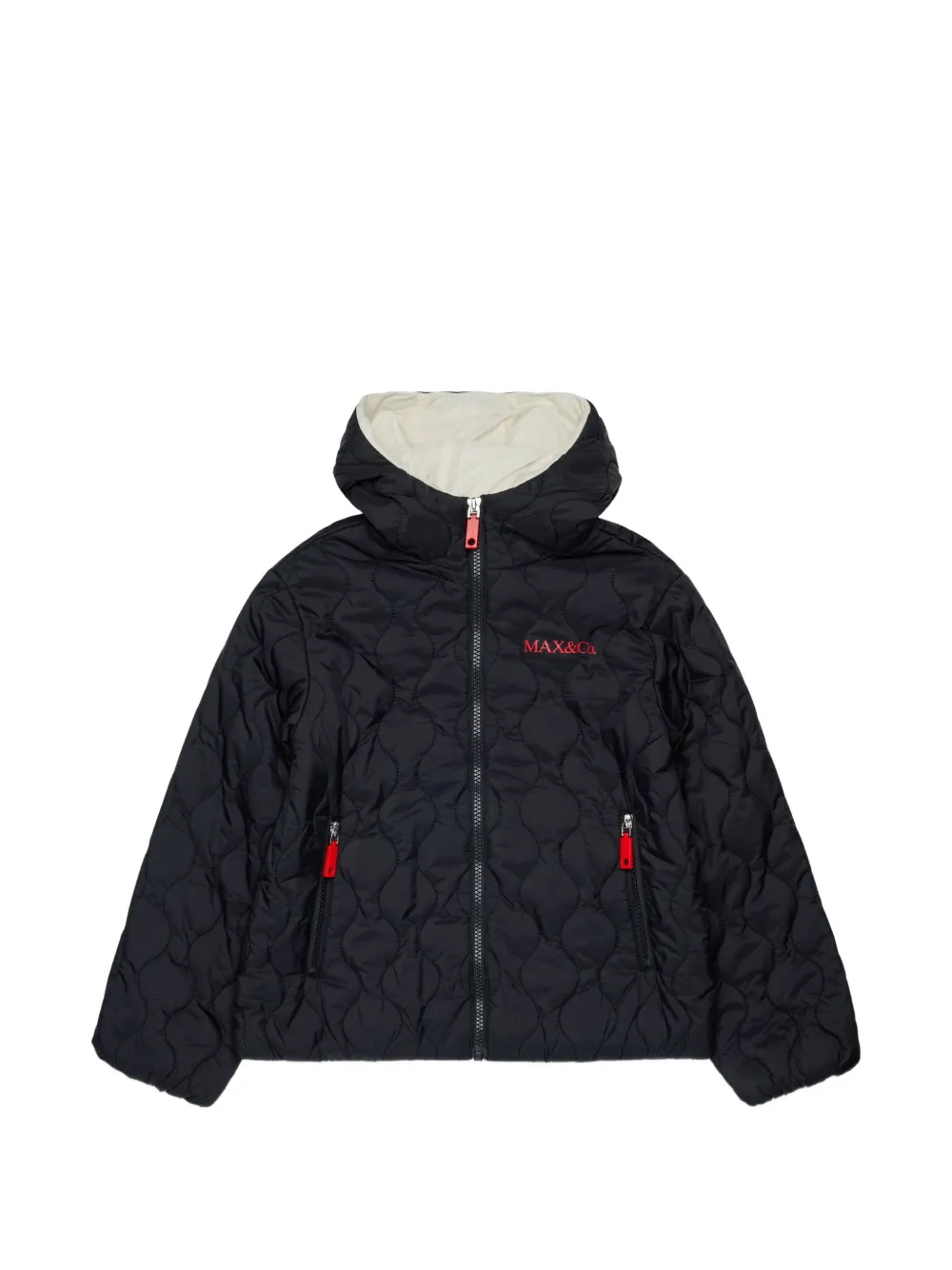 MAX&Co. Kids Bomber trapuntato con cappuccio - Nero