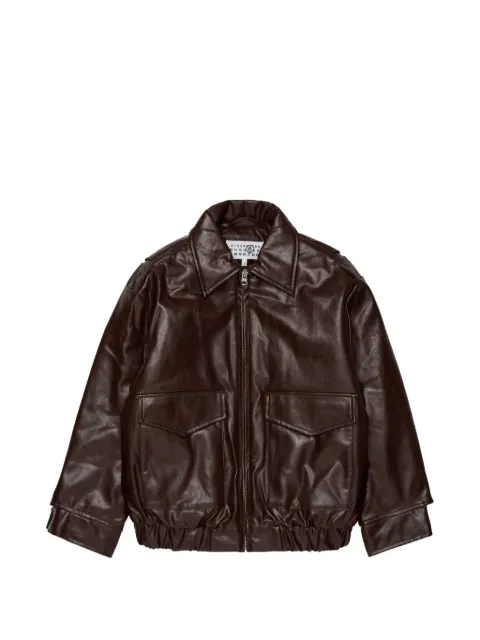 MM6 Maison Margiela Kids logo印花机车夹克