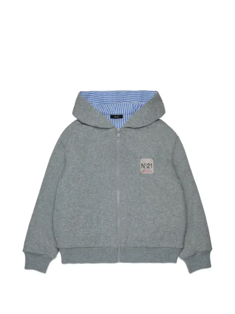 Nº21 Kids zip logo-patch zip-up hoodie
