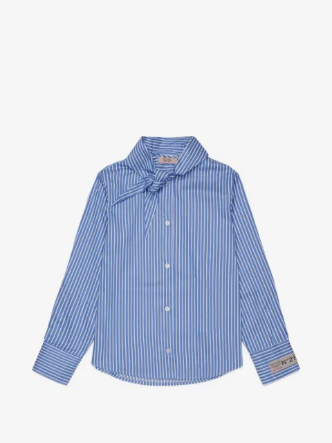Nº21 Kids striped tie-neck shirt
