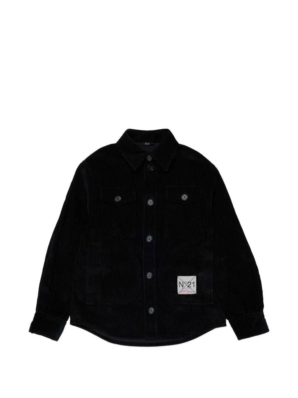 Nº21 Kids Camicia a coste con applicazione - Nero