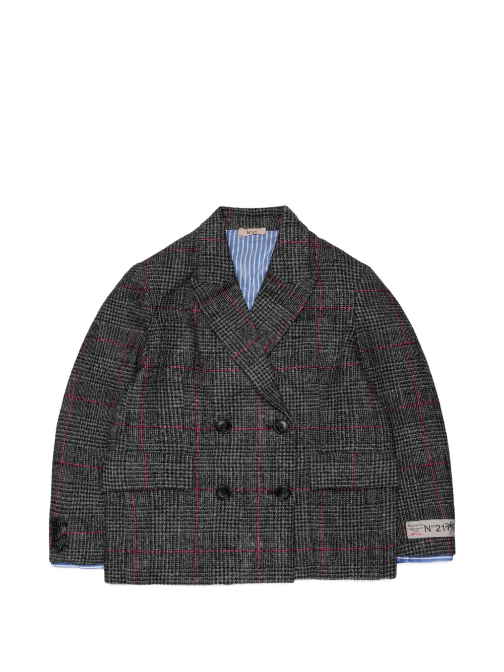 Nº21 Kids Doppelreihiger Blazer mit Karomuster - Grau