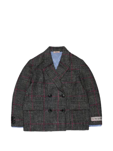Nº21 Kids check-pattern double-breasted blazer