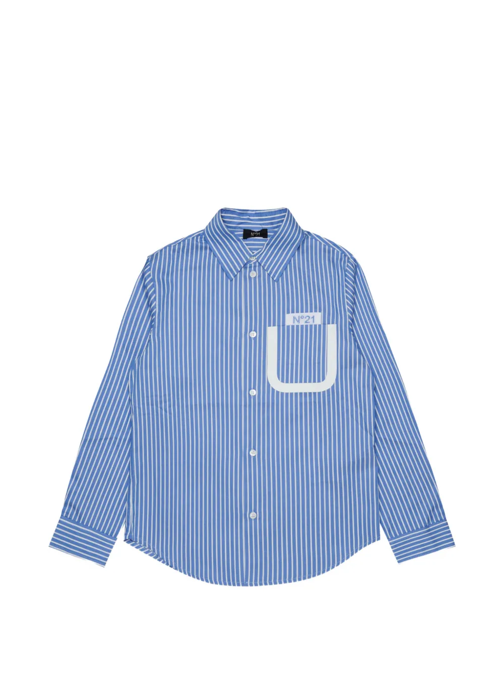 Nº21 Kids Camicia a righe con applicazione logo - Blu