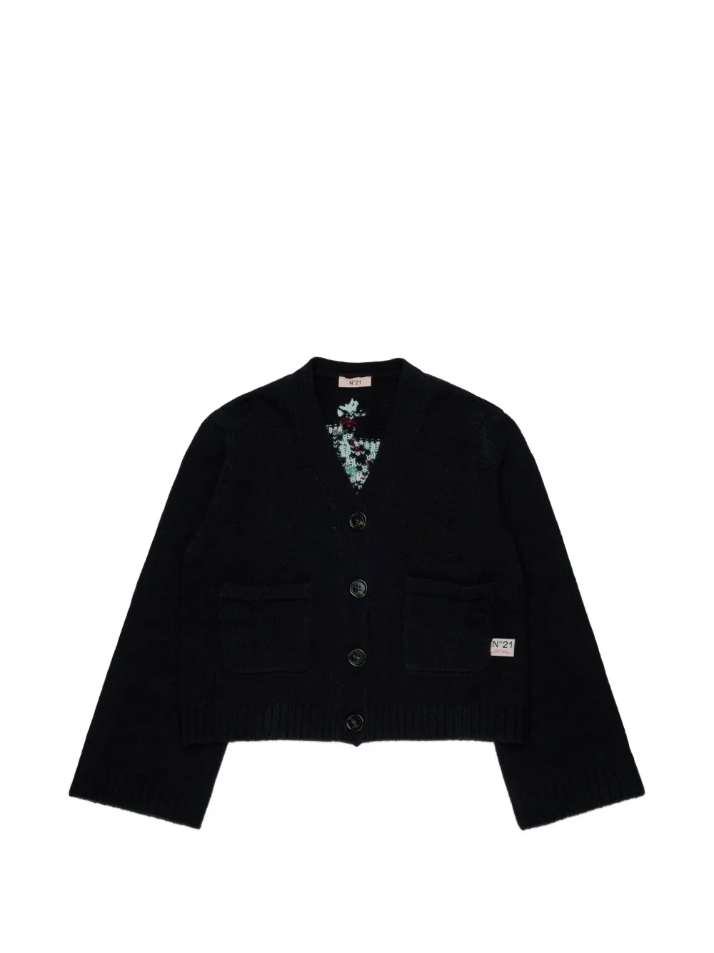 Nº21 Kids Cardigan con tasche applicate - Nero