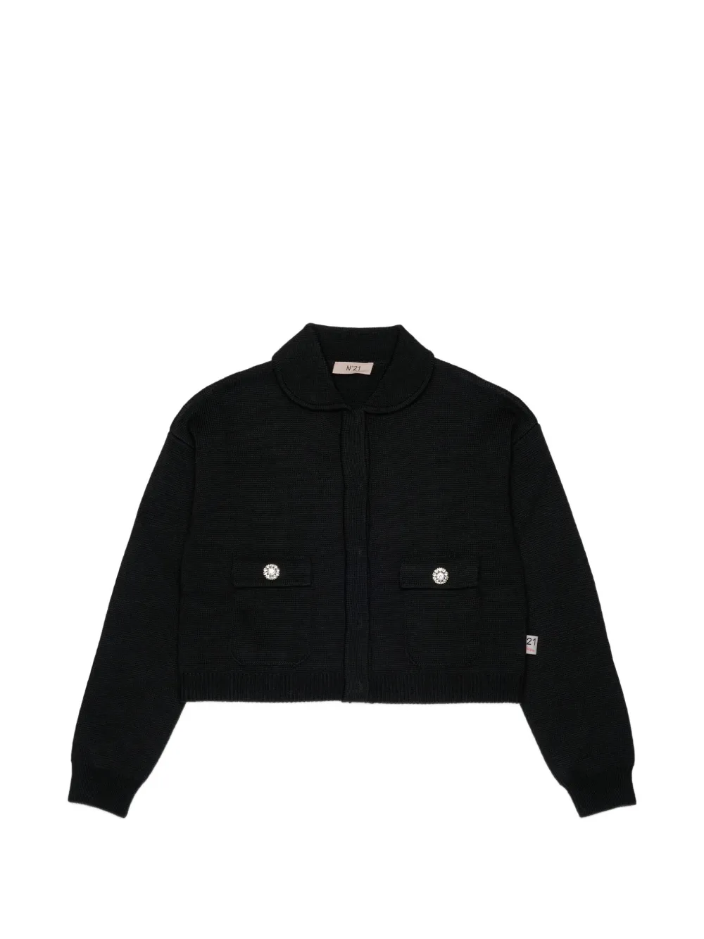 Nº21 Kids Cardigan con colletto alla Peter Pan - Nero