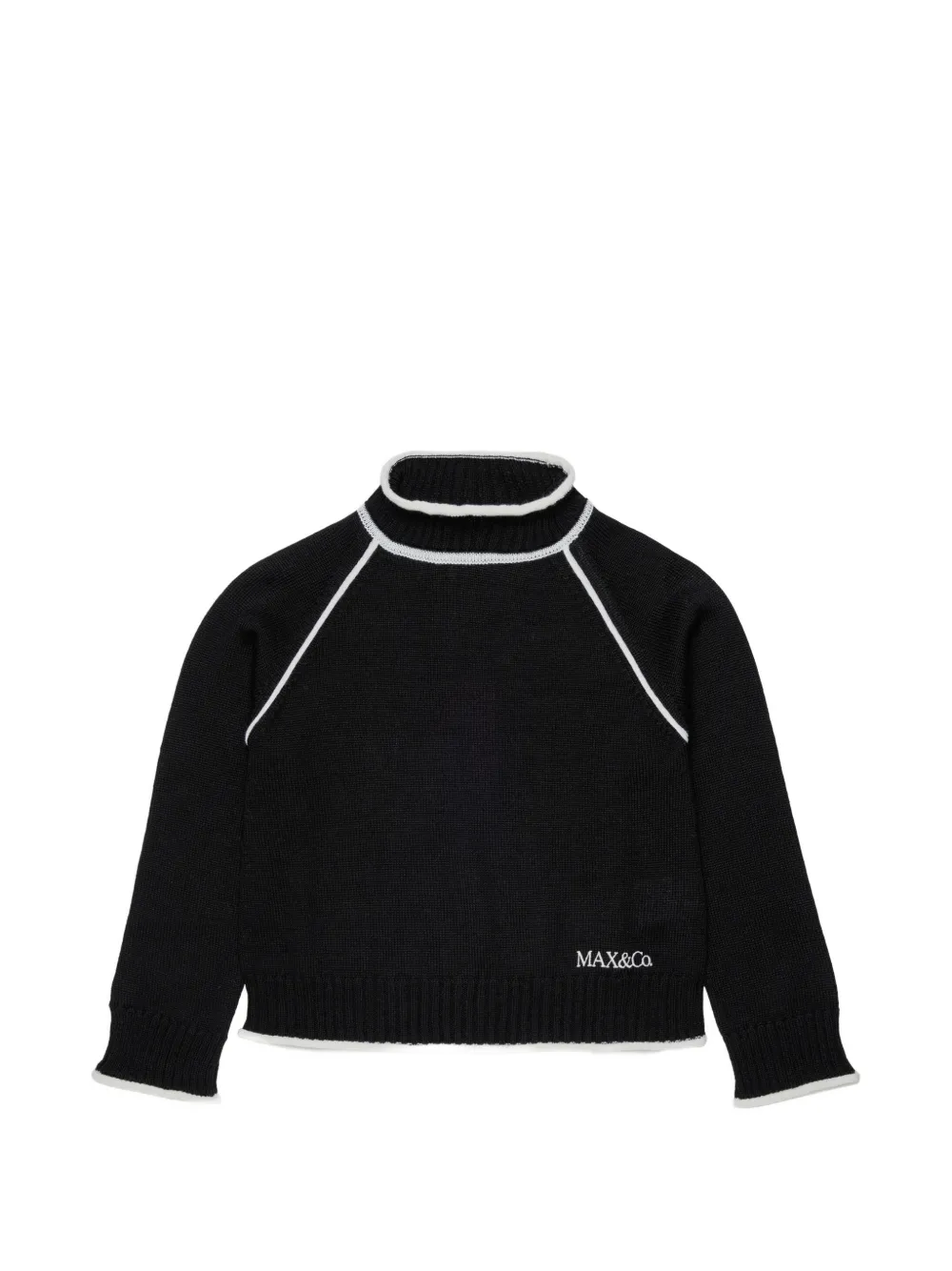 MAX&Co. Kids contrast-stitch roll-neck sweater - Nero