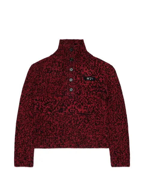 Nº21 Kids button-fastening logo-patch sweater