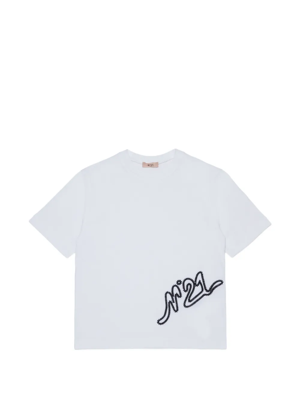 Nº21 Kids embroidered-logo T-shirt - Bianco