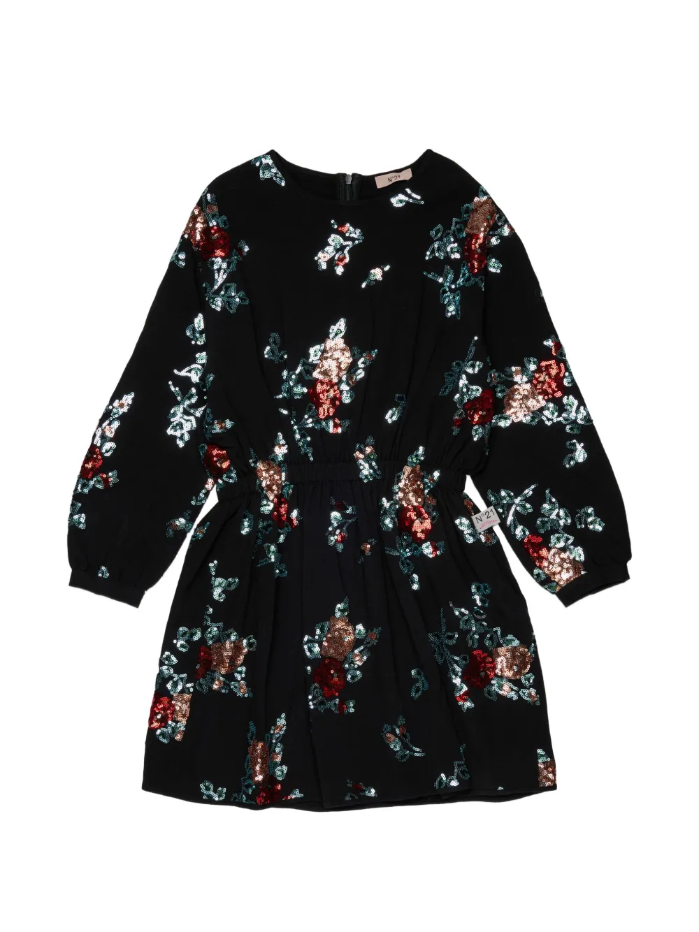 Nº21 Kids sequin-floral dress - Black