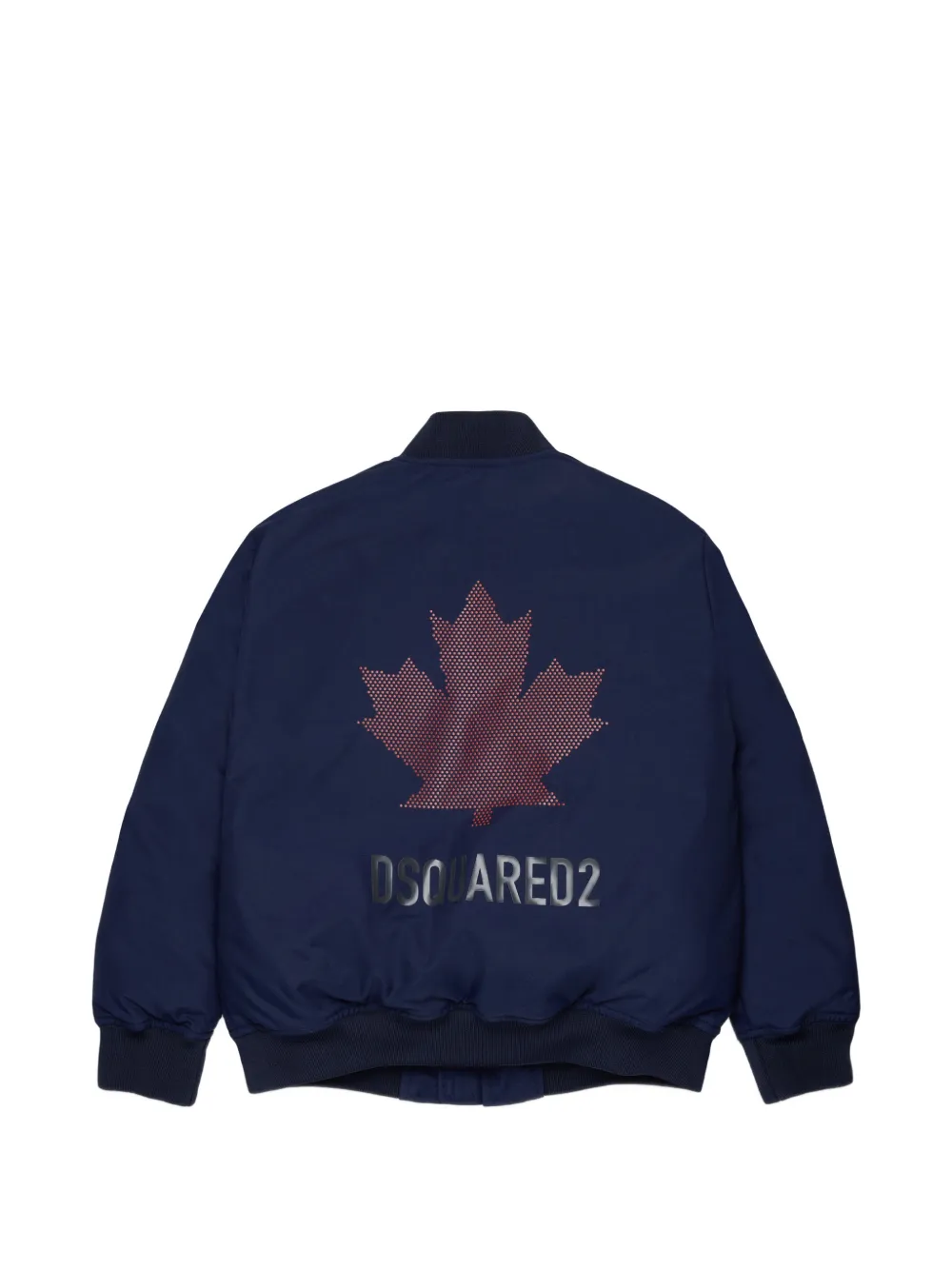 DSQUARED2 KIDS logoprint gewatteerd jack met esdoornblad Blauw