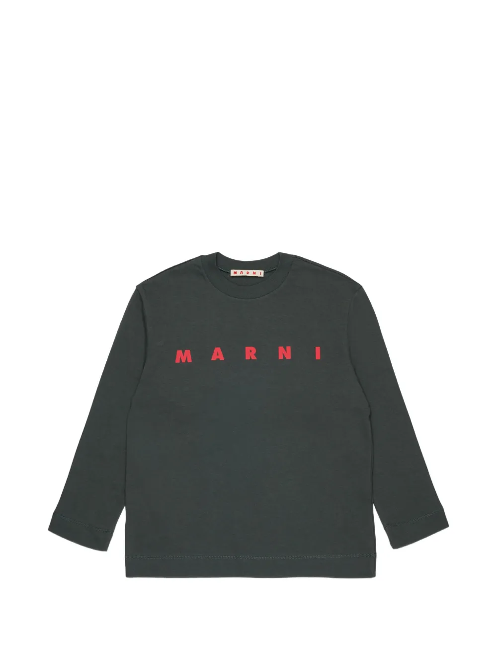 Marni Kids logo-print long-sleeve T-shirt - Verde