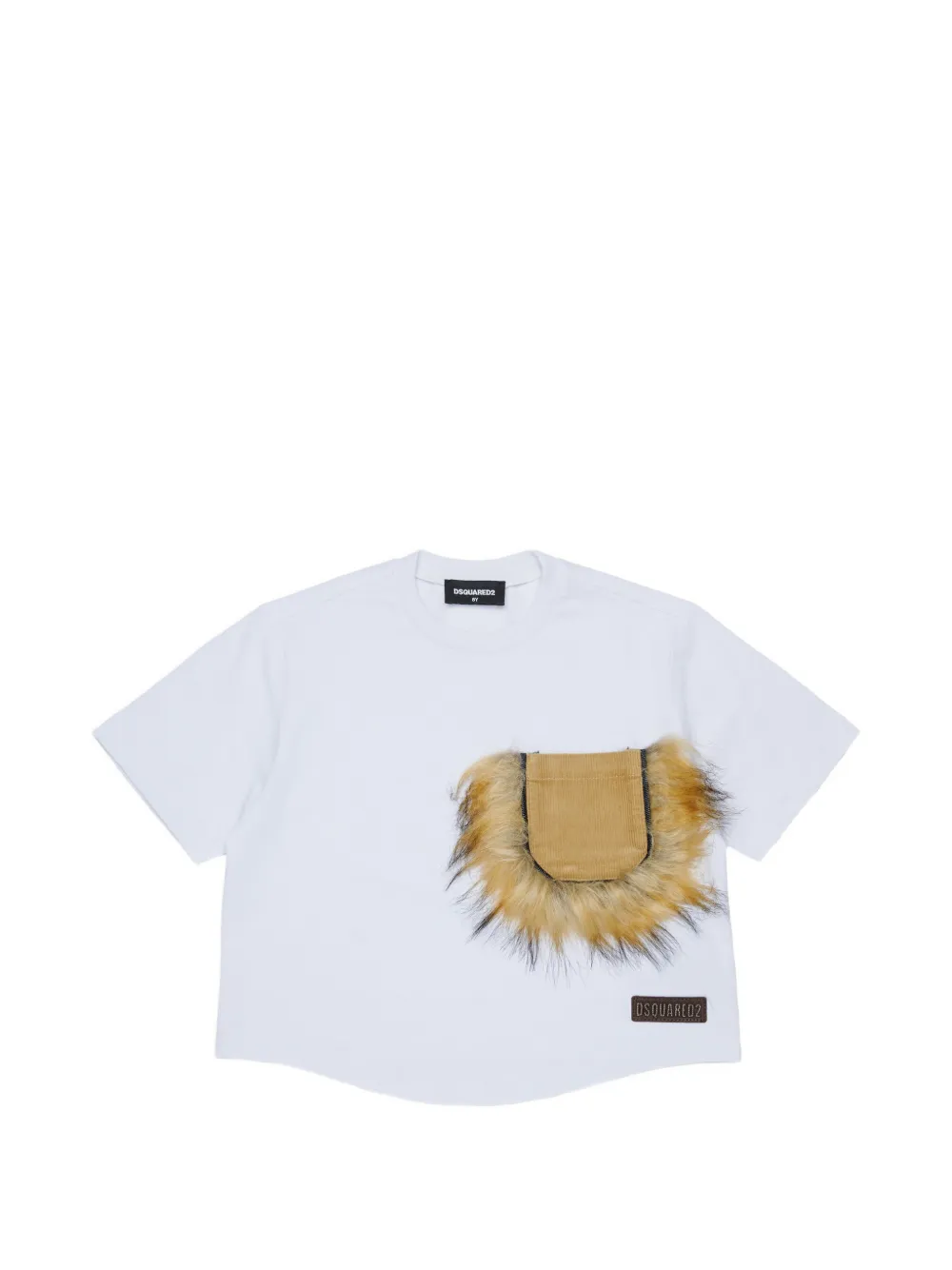 DSQUARED2 KIDS T-shirt con taschino in finta pelliccia - Bianco