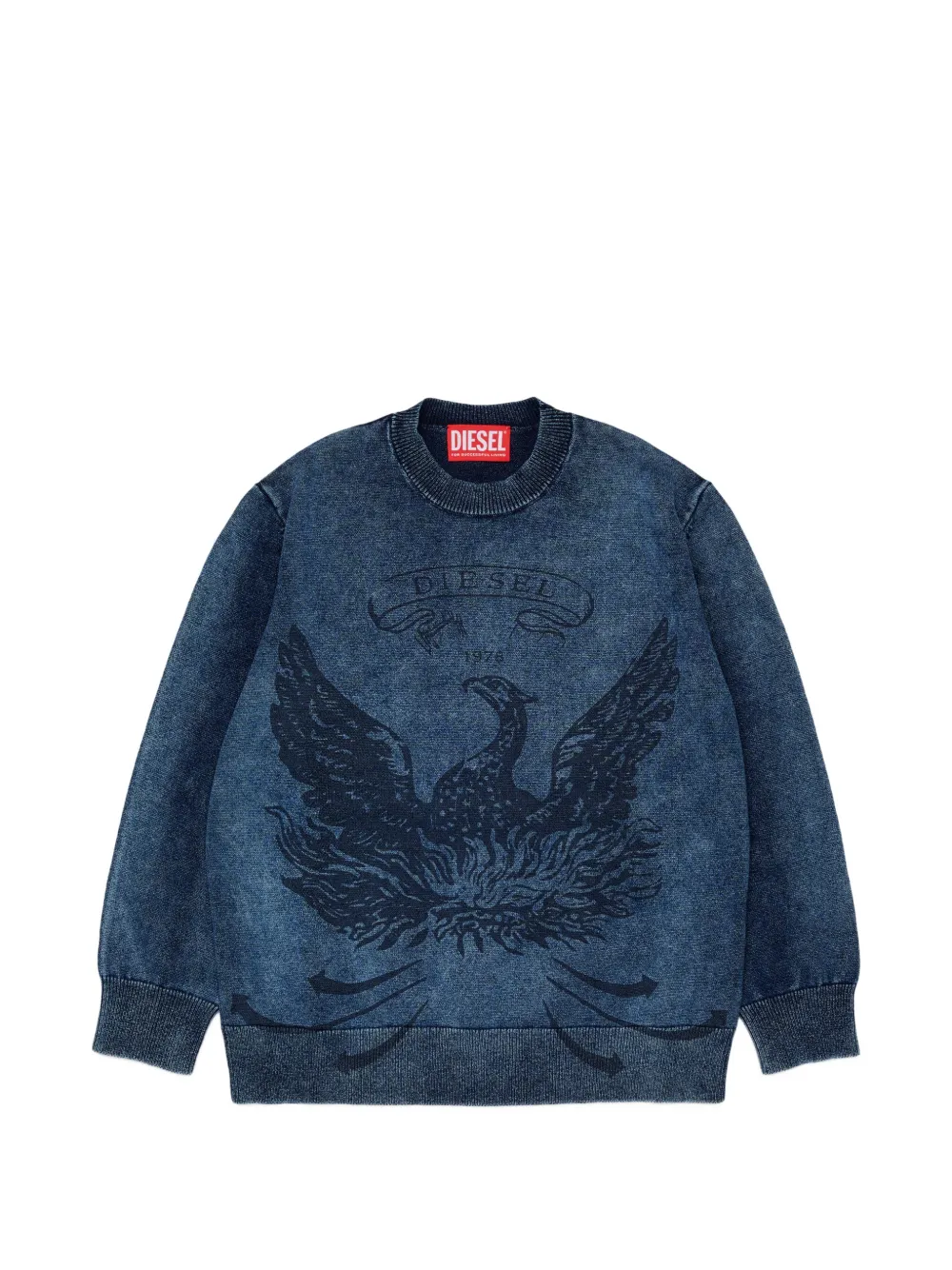 Diesel Kids logo-print denim-effect sweater - Blue