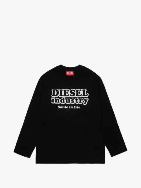 Diesel Kids 로고 프린트 롱슬리브 티셔츠