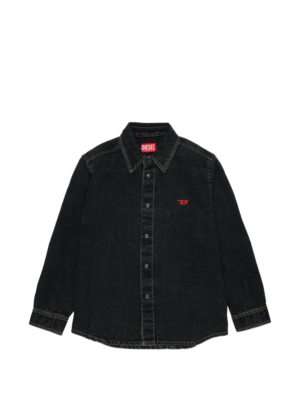 Diesel Kids embroidered-logo denim shirt - Black