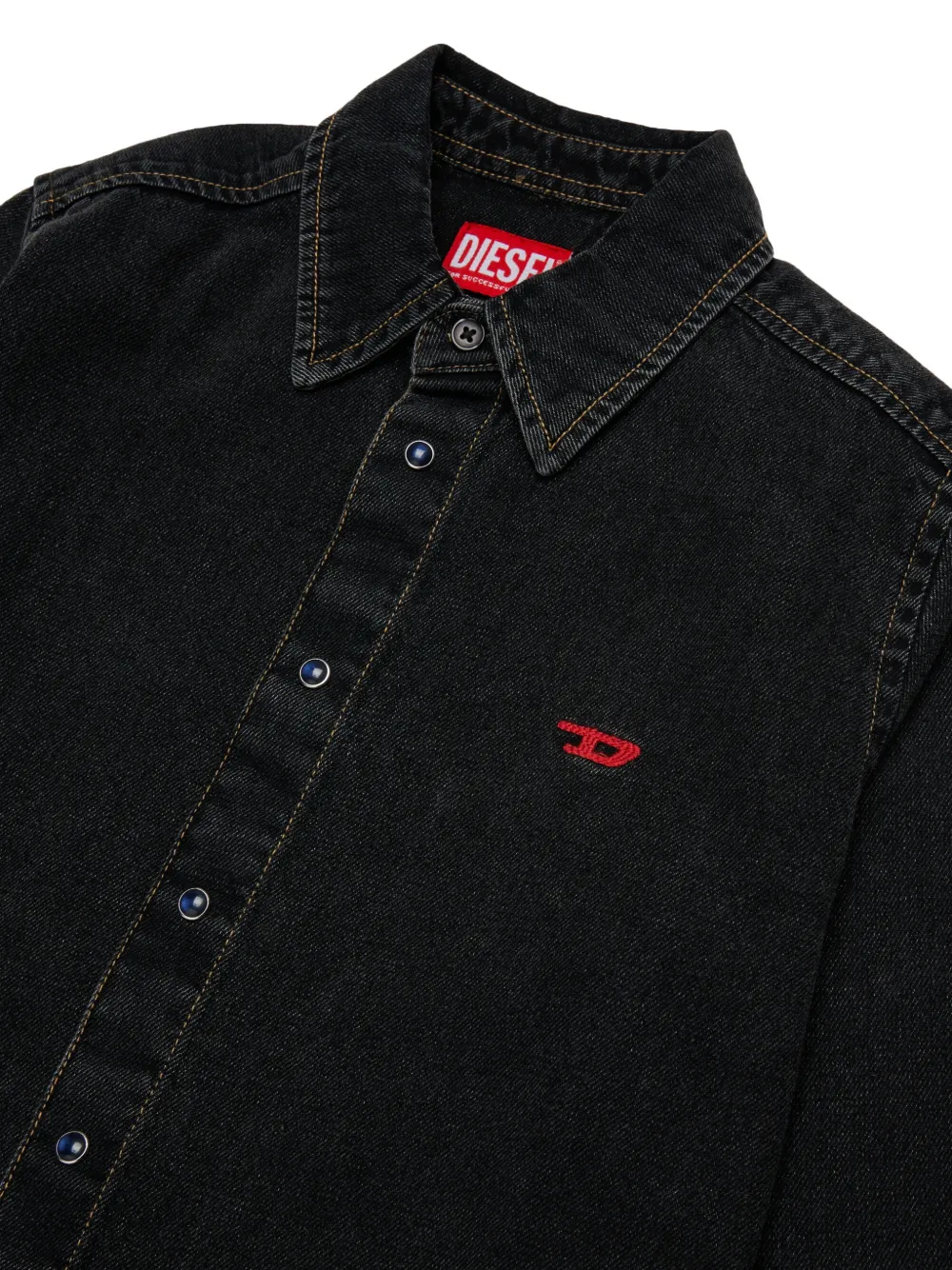 Diesel Kids Spijkershirt met geborduurd logo Zwart