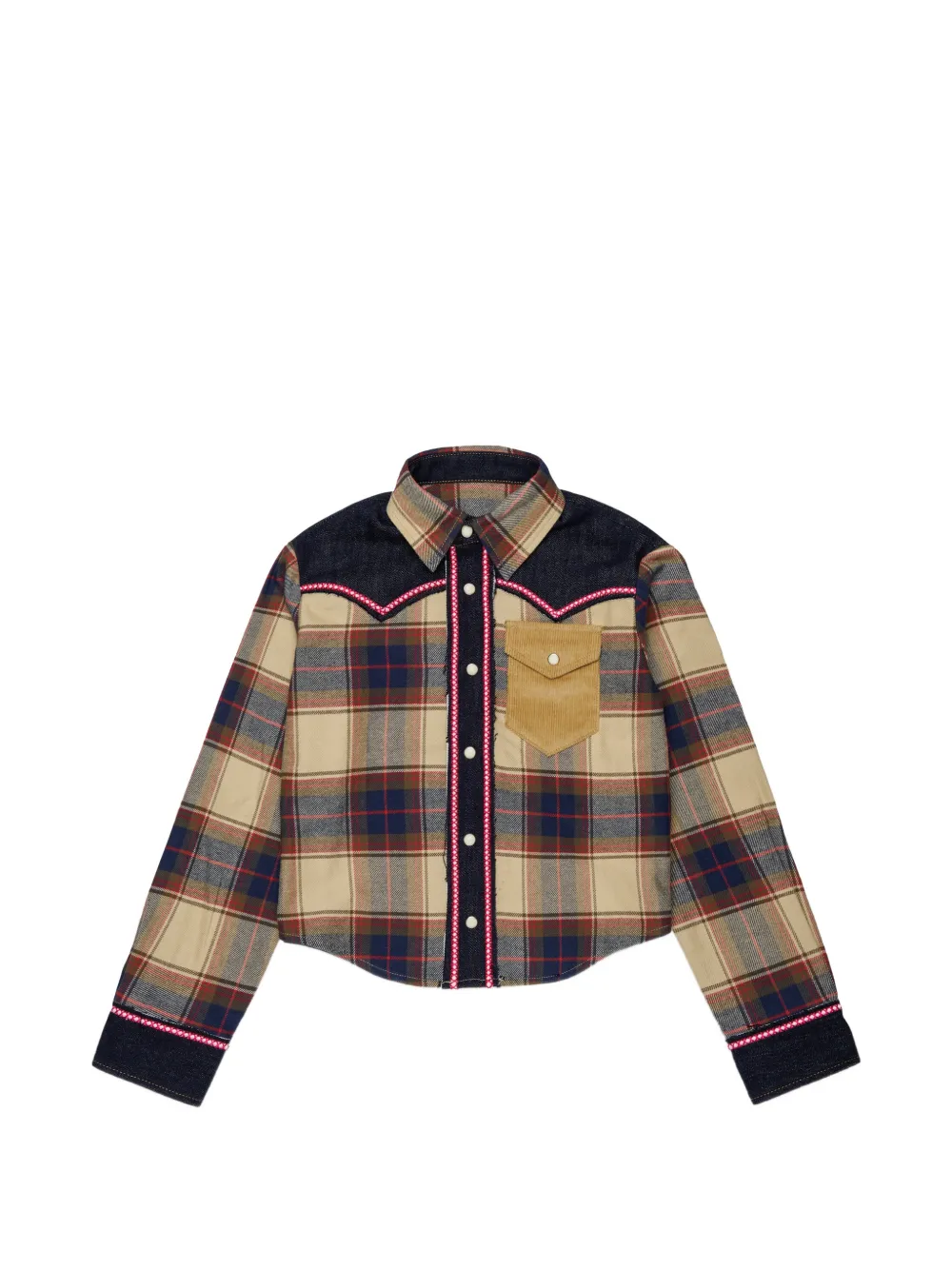 DSQUARED2 KIDS check-print corduroy-pocket shirt - Neutrals