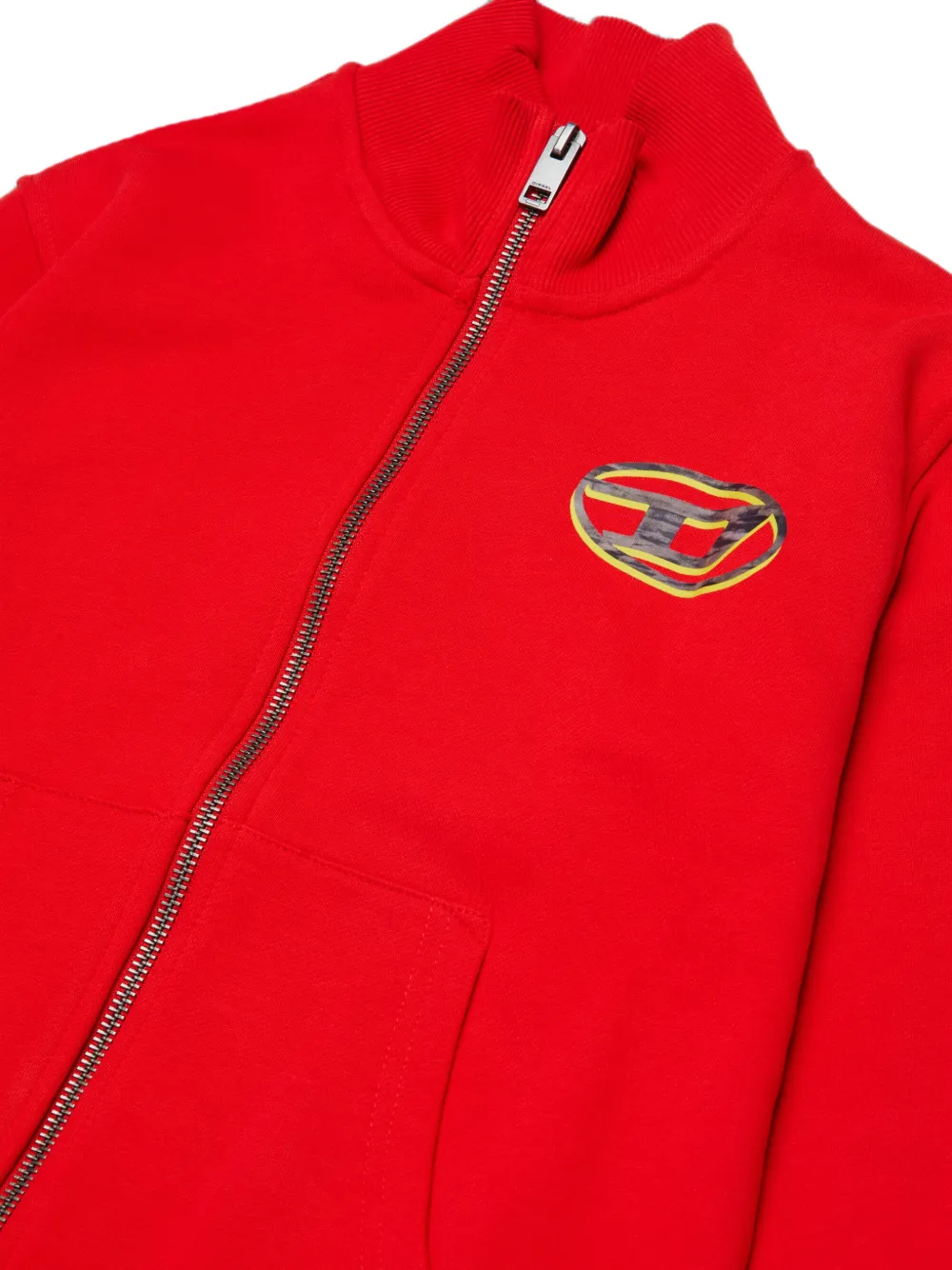 Diesel Kids Sweater met rits en tweekleurige Oval D-print Rood