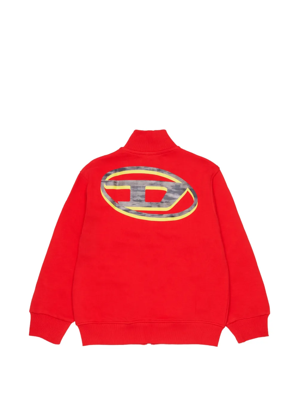 Diesel Kids Sweater met rits en tweekleurige Oval D-print Rood