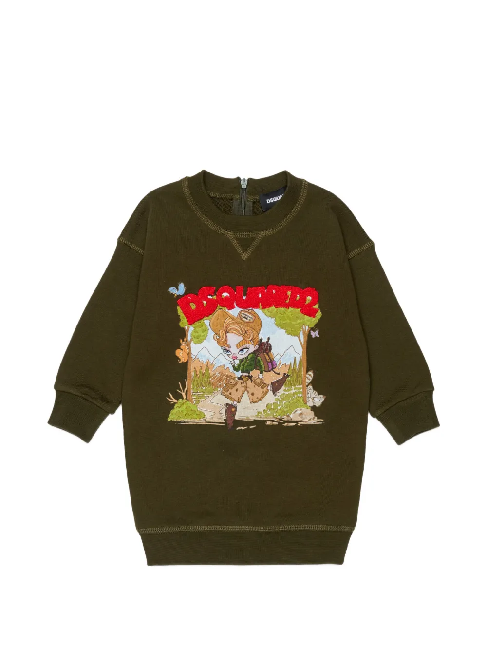 DSQUARED2 KIDS cartoon-print logo-patch dress - Green