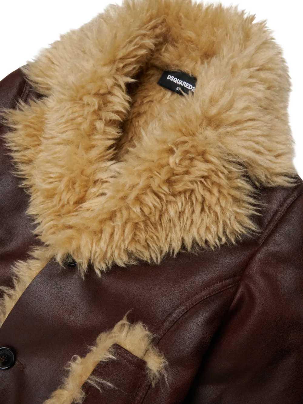 DSQUARED2 KIDS Bomberjack met imitatie lamswol afwerking en ceintuur Bruin
