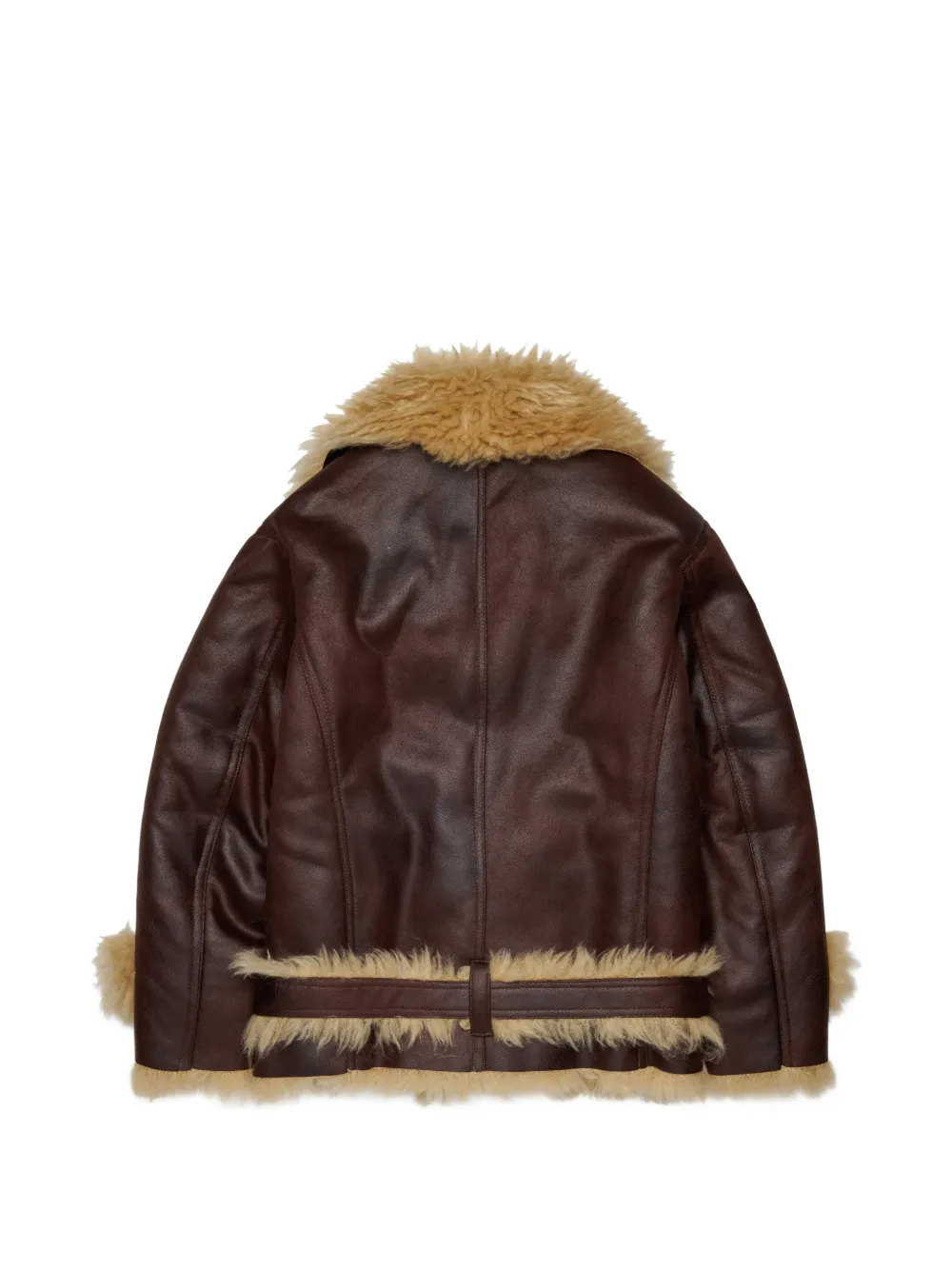 DSQUARED2 KIDS Bomberjack met imitatie lamswol afwerking en ceintuur Bruin