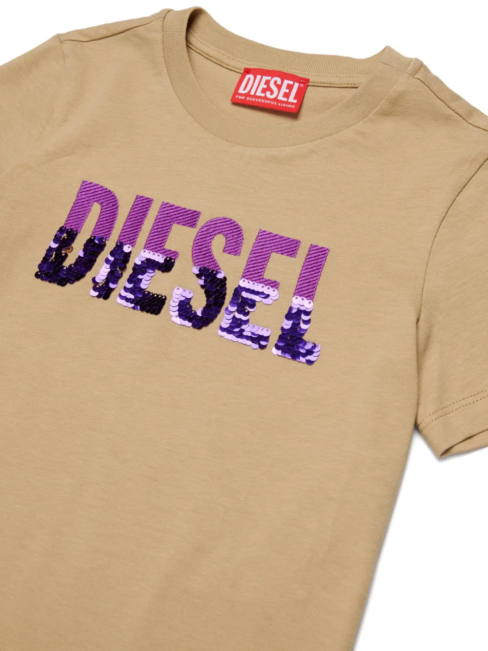Diesel Kids T-shirt met logoprint Beige