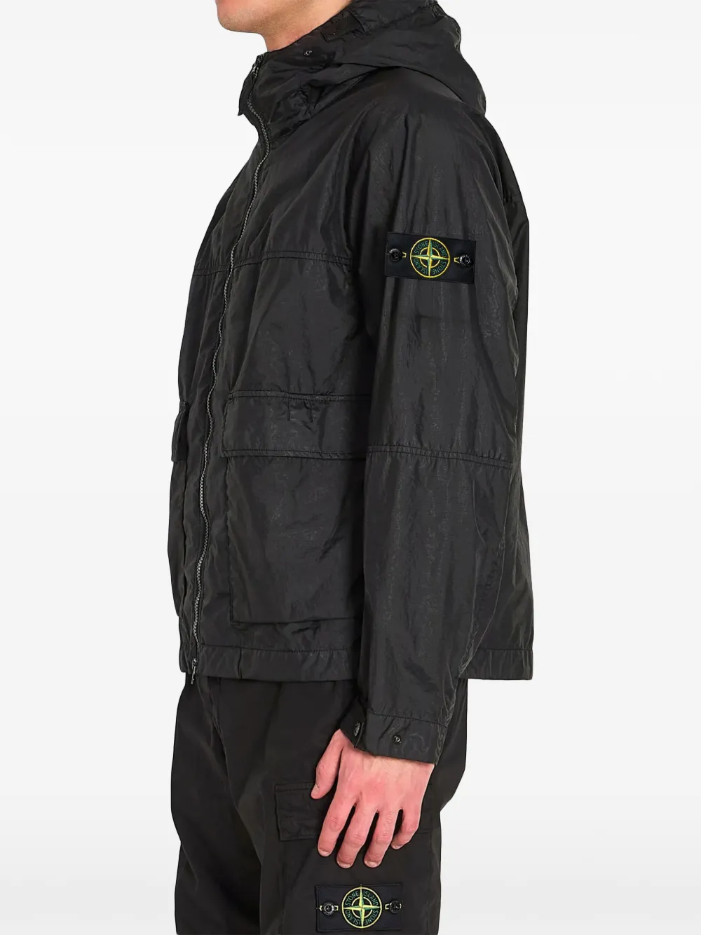 Stone Island Jack met capuchon en logopatch Zwart
