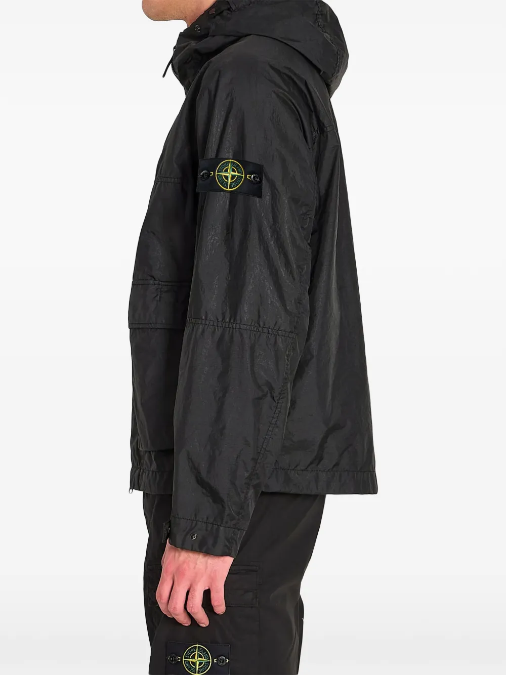 Stone Island Jack met capuchon en logopatch Zwart