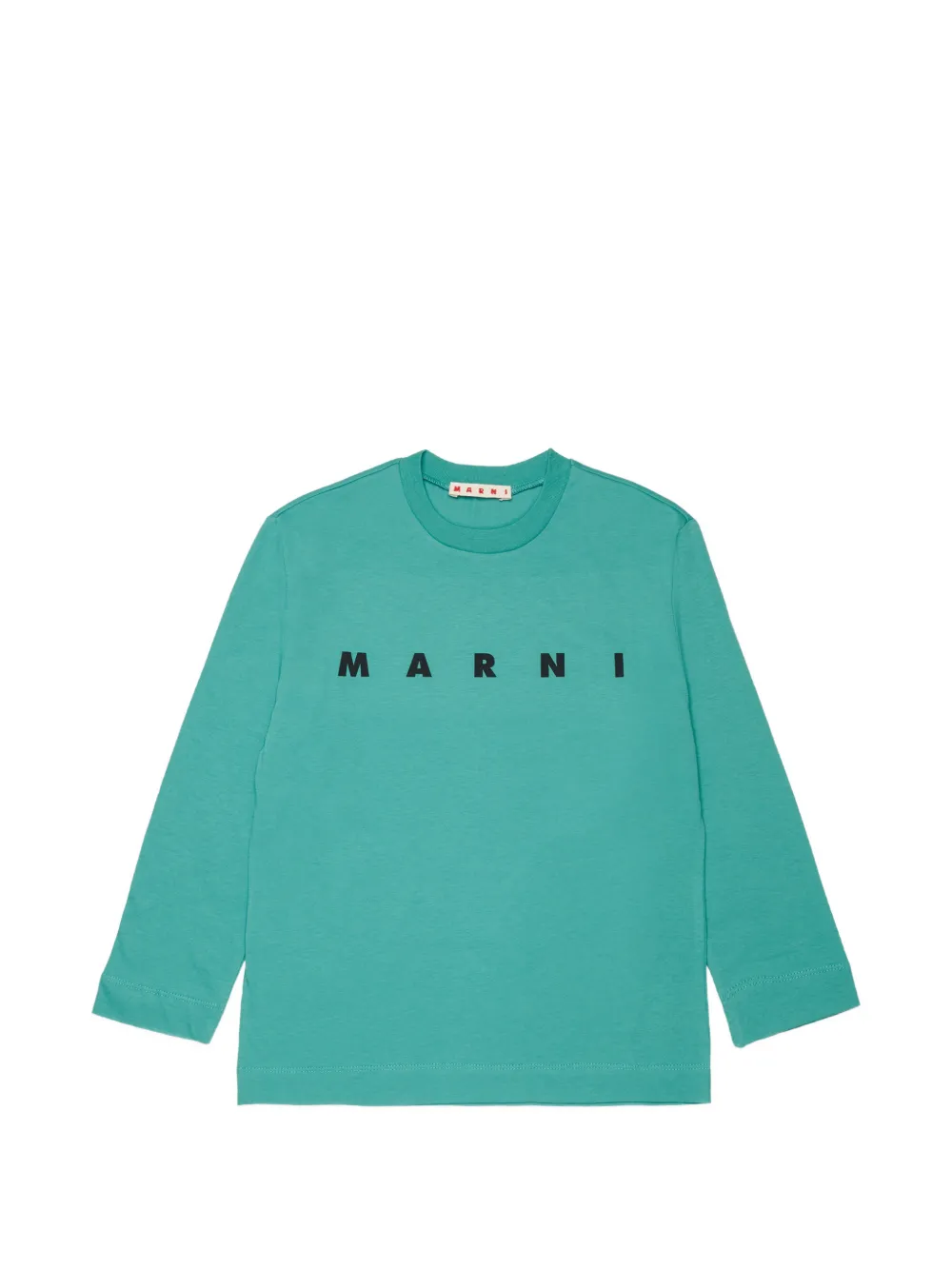 Marni Kids logo-print long-sleeve T-shirt - Verde