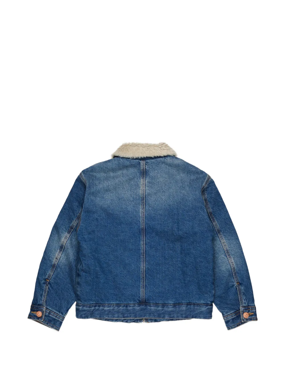 Diesel Kids Spijkerjack met kraag van imitatiebont Blauw