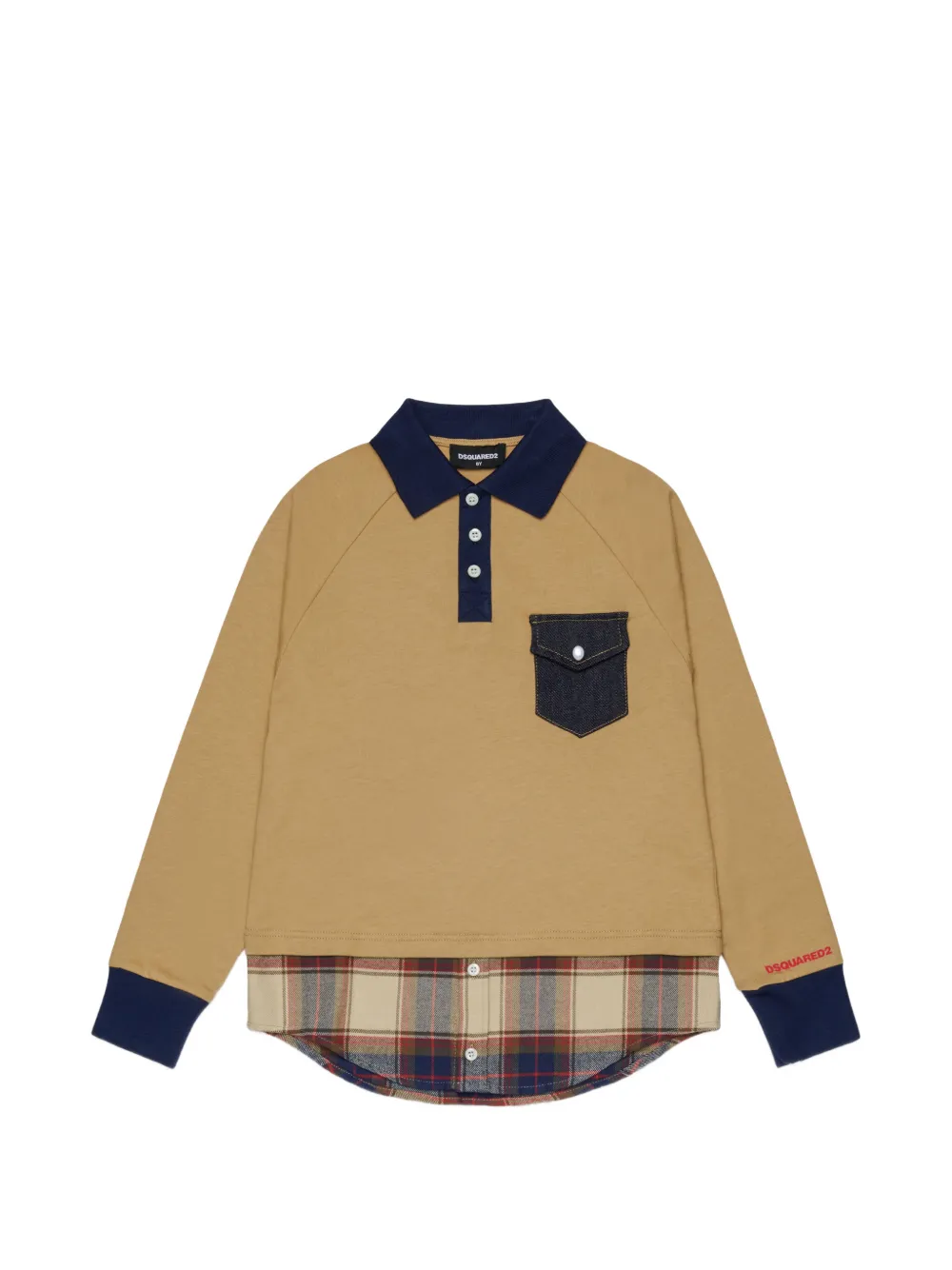 DSQUARED2 KIDS Polo con inserti tartan - Toni neutri