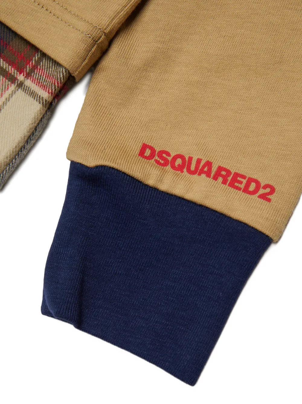 DSQUARED2 KIDS Poloshirt met spijkerstofzak en tartan ruit Beige