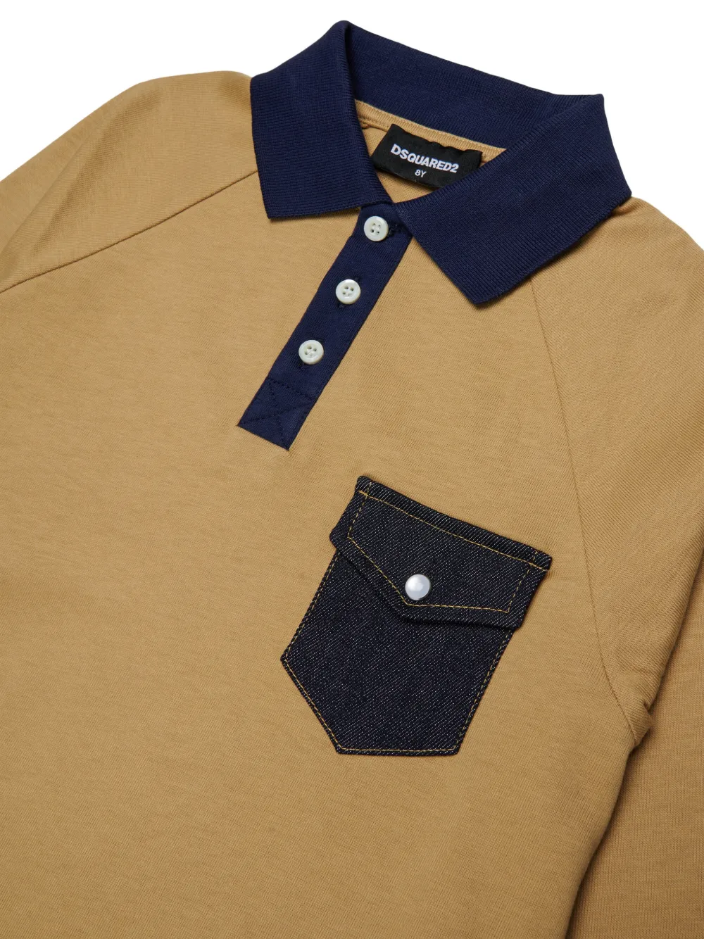 DSQUARED2 KIDS Poloshirt met spijkerstofzak en tartan ruit Beige