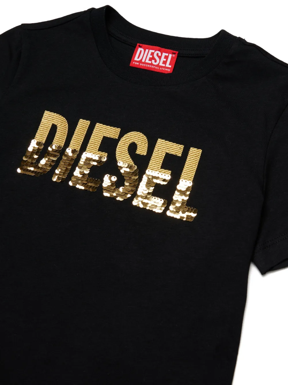 Diesel Kids T-shirt met pailletten Zwart